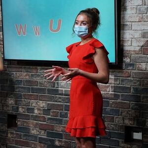 TCEC Bold Red Ruffle Mini Dress